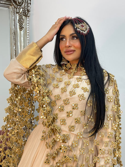 (Preorder 4 weeks) BRIDAL Posheeda Sheesh Dupatta Only - Poshida Sheesha - Mirror dupata