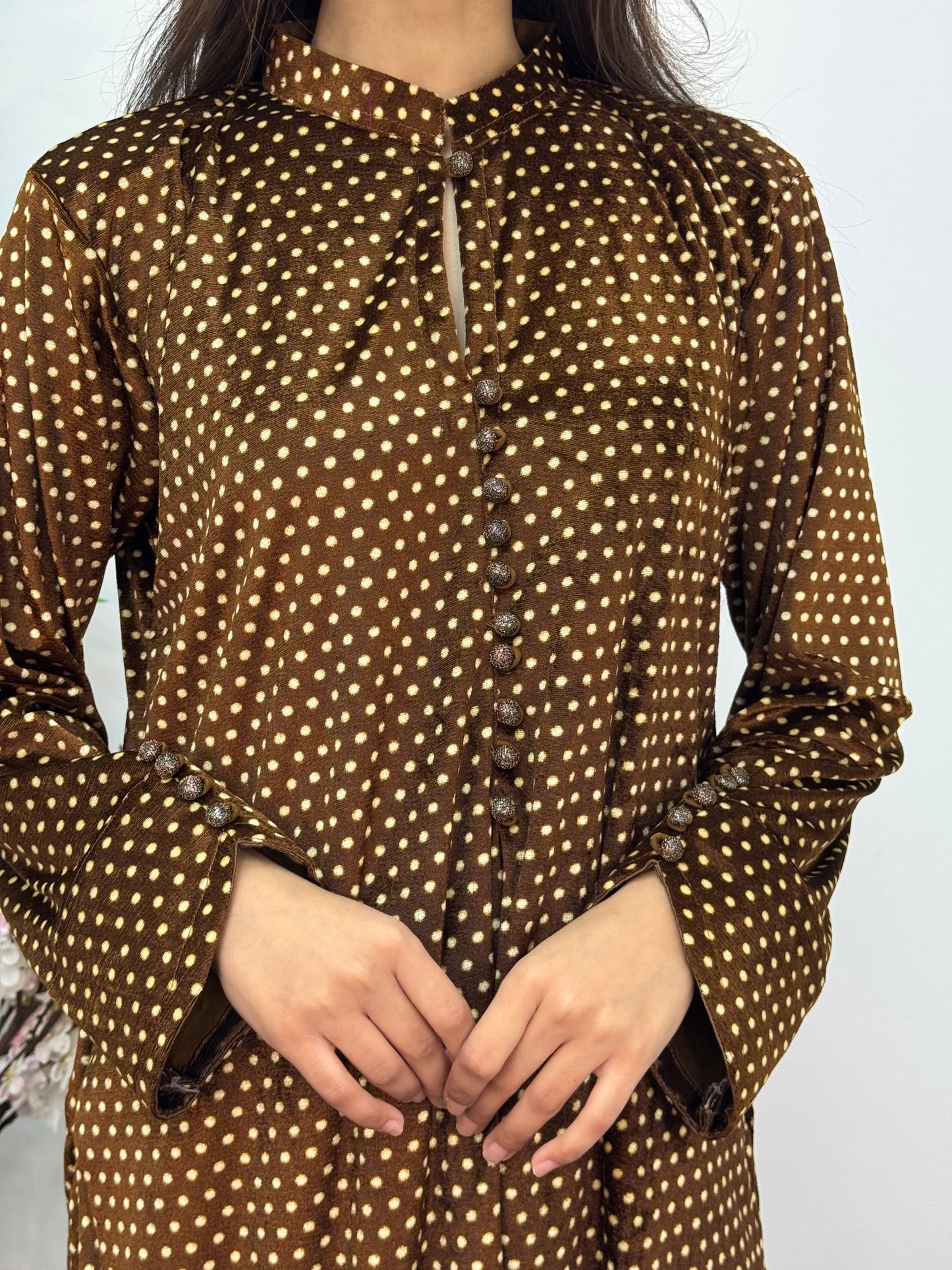 Polka Dots - Brown - Shaneel Velvet