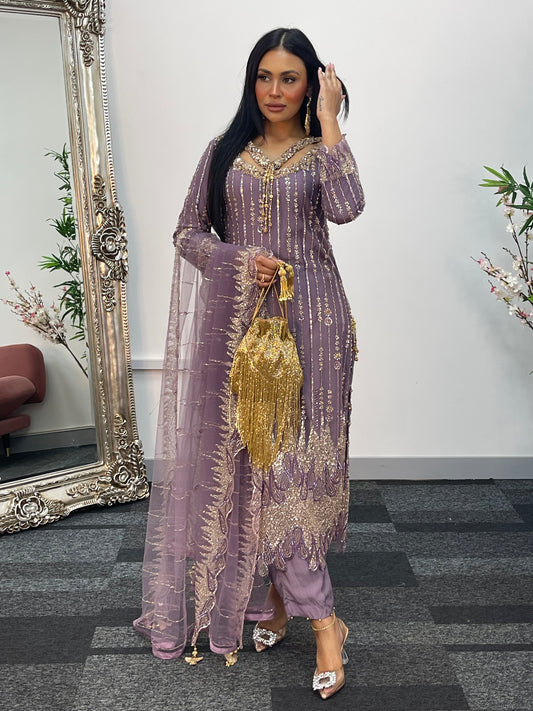Payal - Cutdana Net - Lilac purple - G