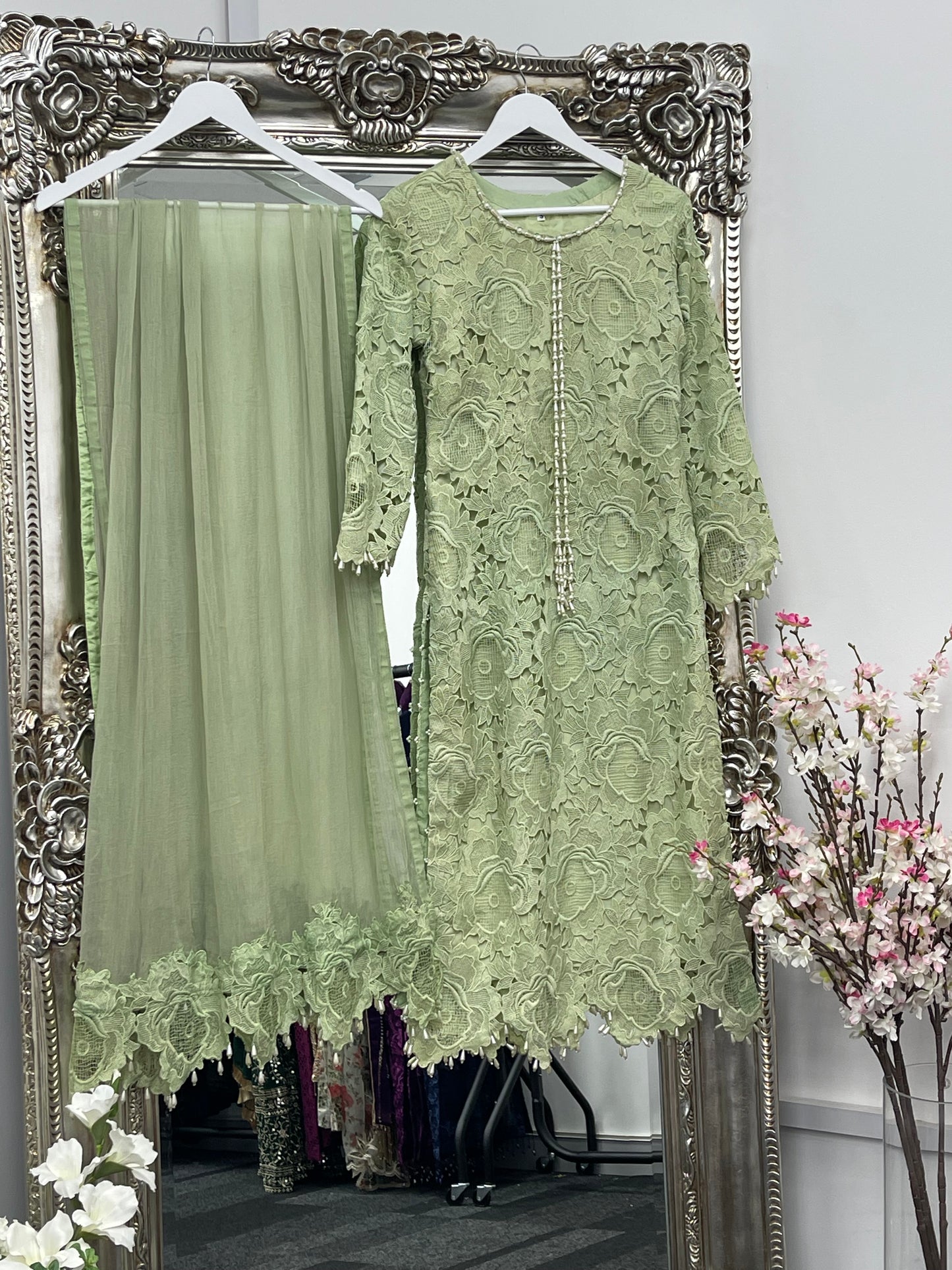 Lacy Crochet - diya - Green - dia