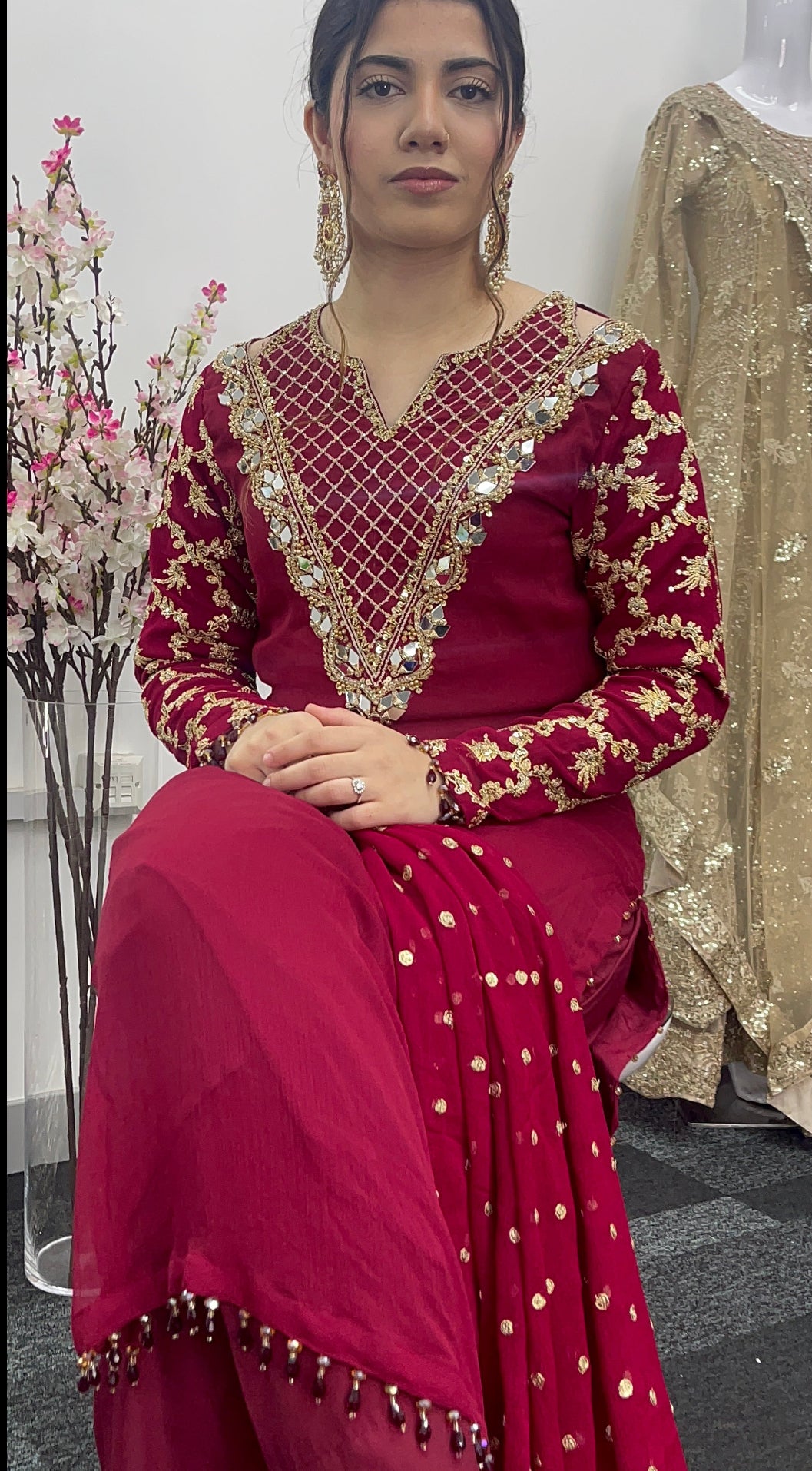 Afsana - Hand Work - Party Wear - Maroon