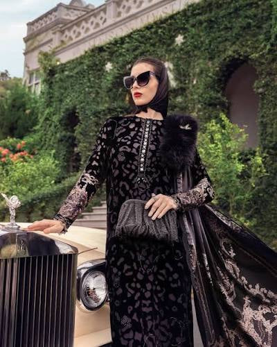 Maria B Luxury Velvet - Black Brown