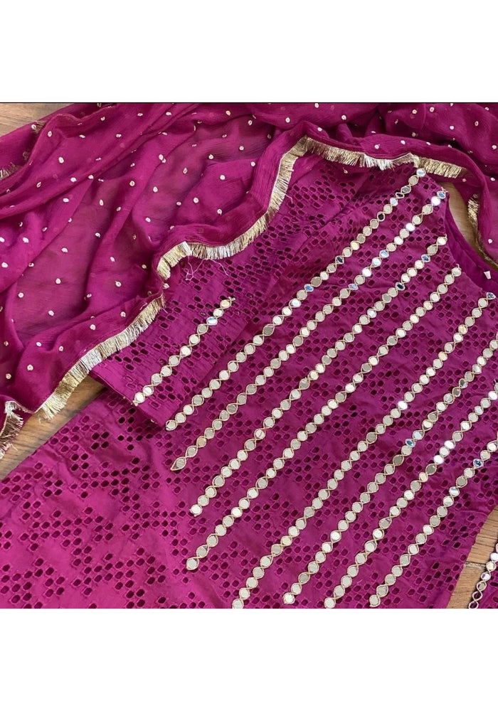 Magenta Crush - Chikankaari Mirror -