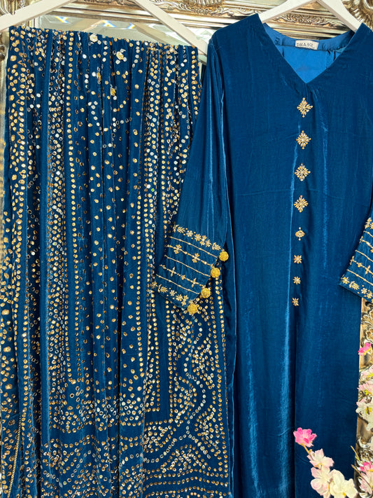 Komal - Teal Blue - Velvet