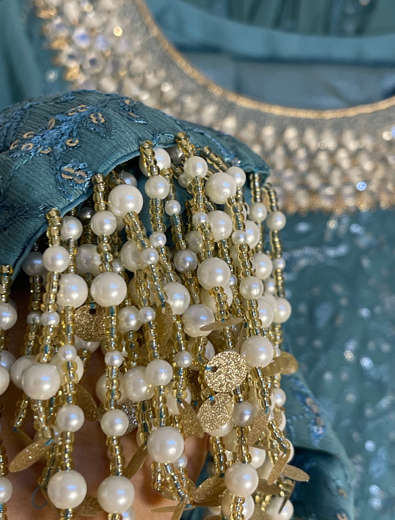 Chamkeeli - Hand Work - Chiffon Party Wear - Egg Duck Blue