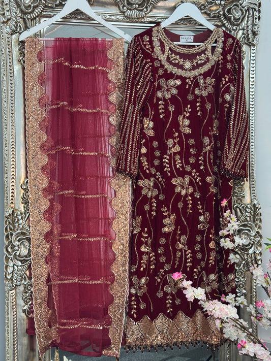 Zeba - Cutdana Velvet- Red