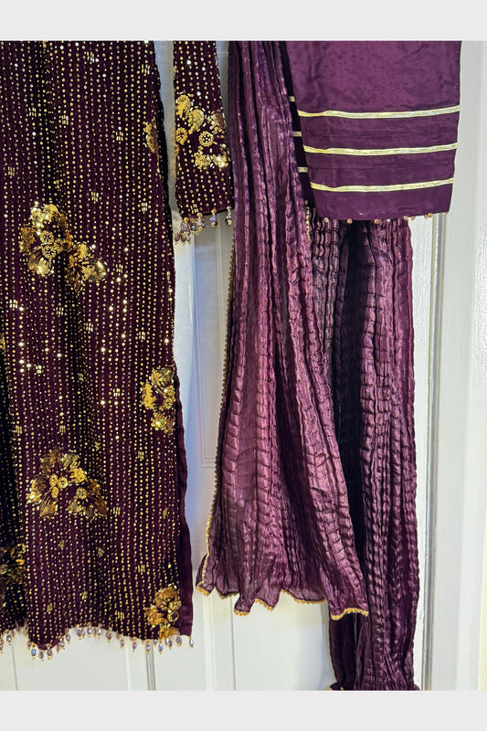 Dil bahar - Cutdana Velvet - Purple