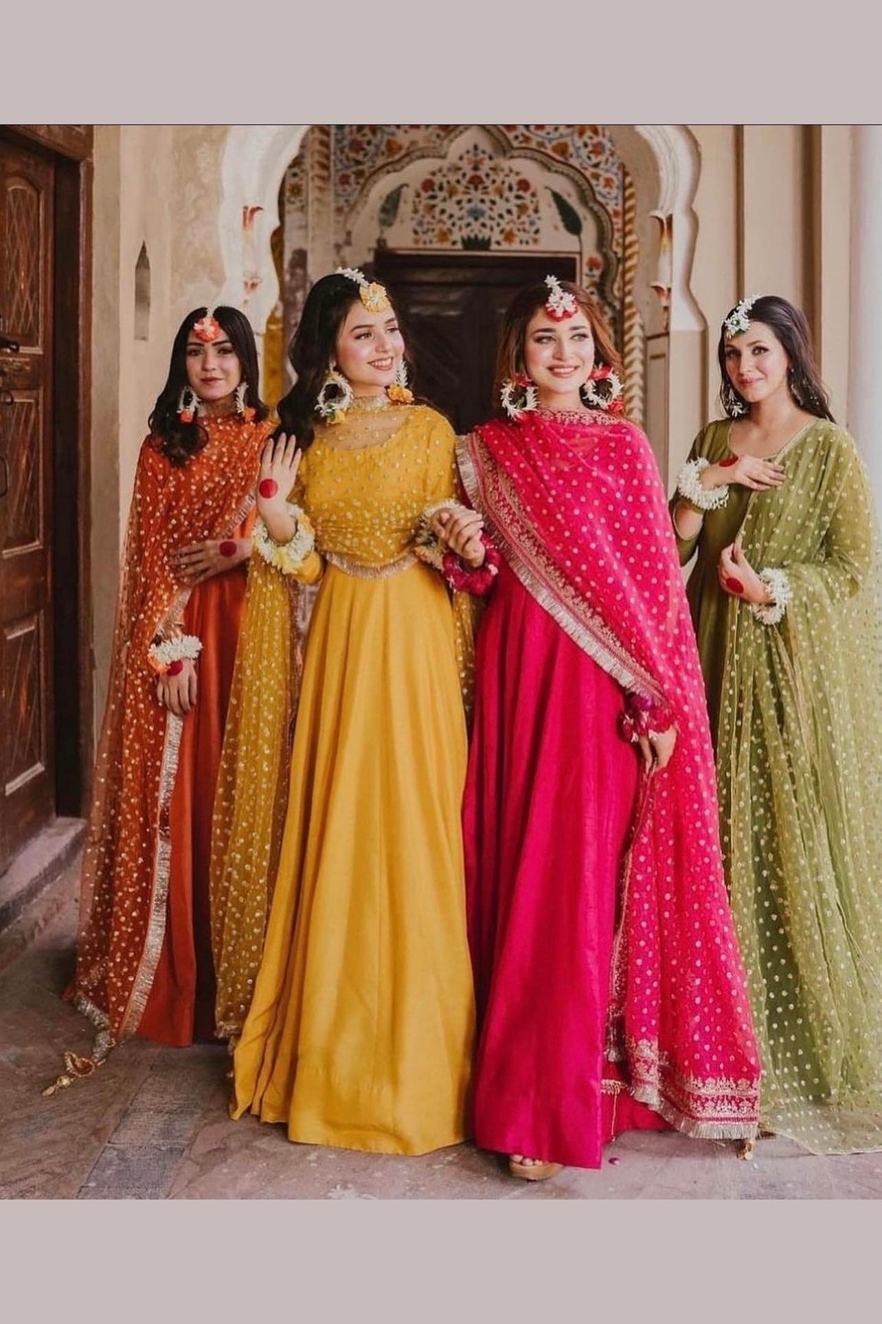 Chulbul - Mehndi Dress - Pink - Yellow- Green - Orange