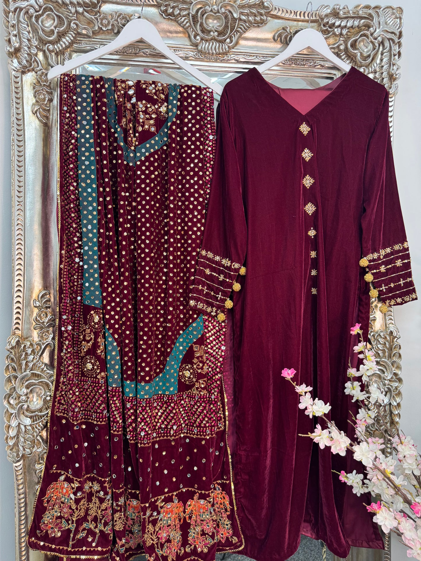 Komal - maroon Velvet