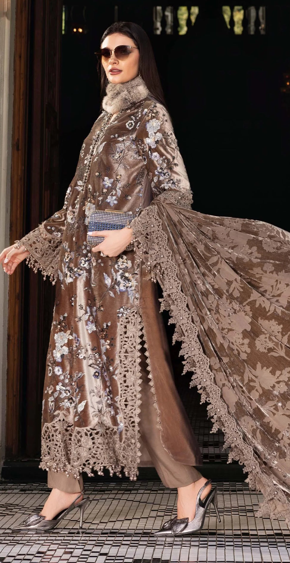 Maria B Luxury Velvet - Brown -D3