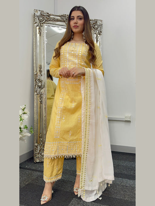 Chashni - Embriodered Lawn - yellow