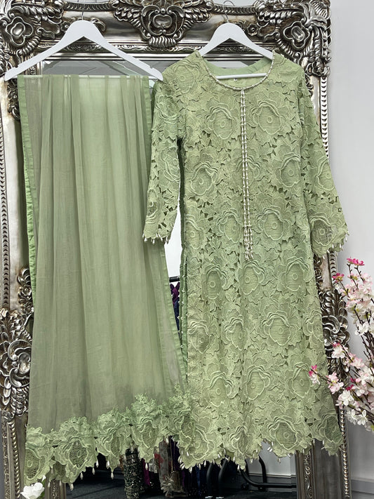 Lacy Crochet - diya - Green - dia