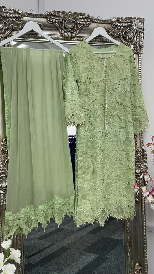 Lacy Crochet - diya - Green - dia