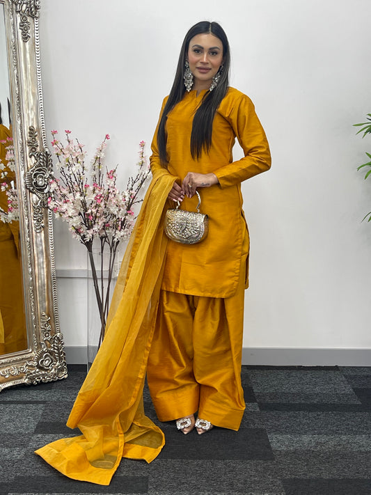 Saba - Farshi Shalwar - mustard - P