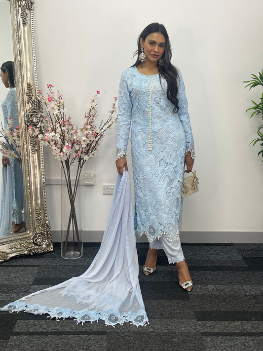 Lacy Crochet - diya - Blue - dia