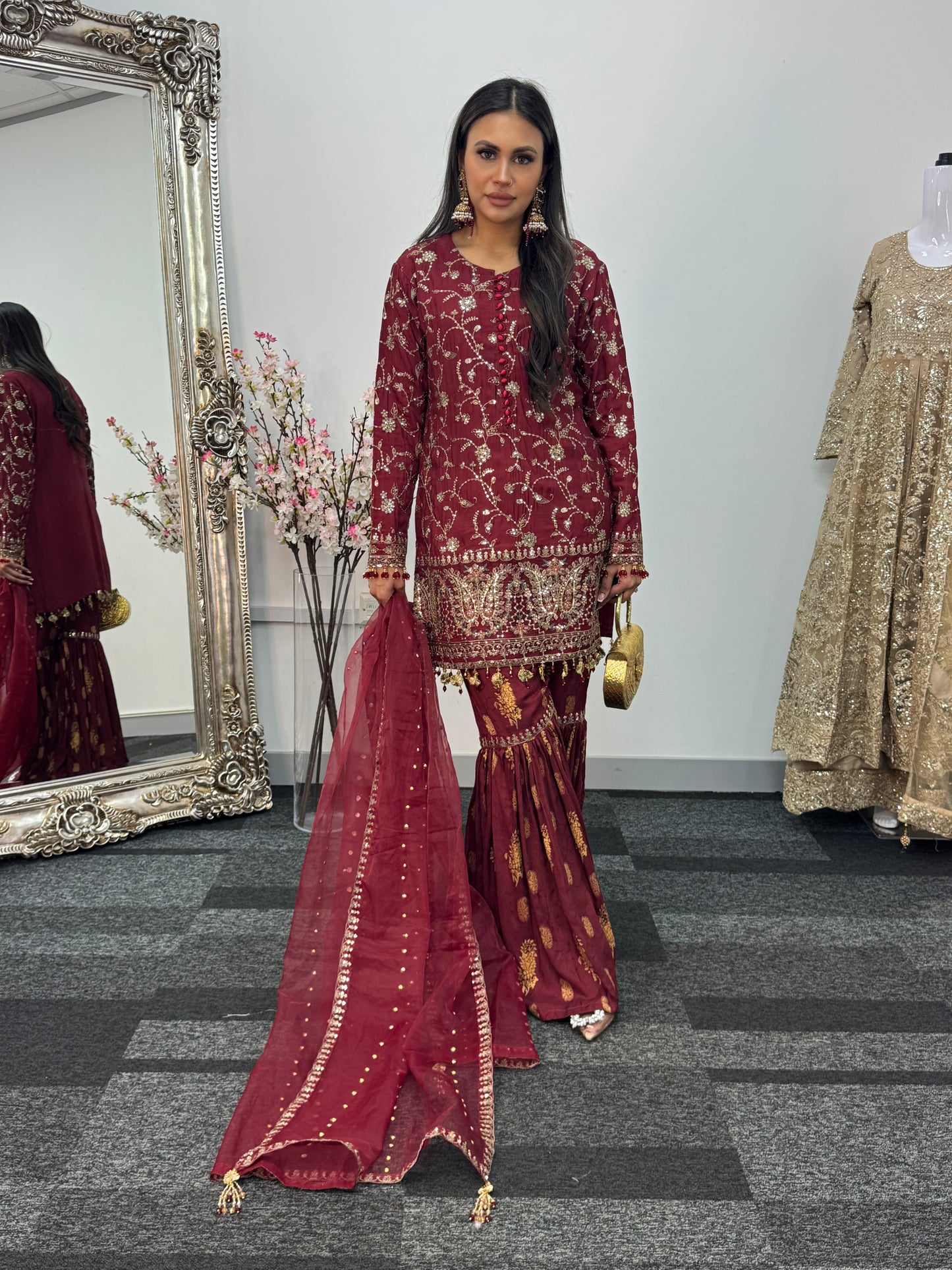“Dulhan” Maria B Inspired - Maroon Garara - R