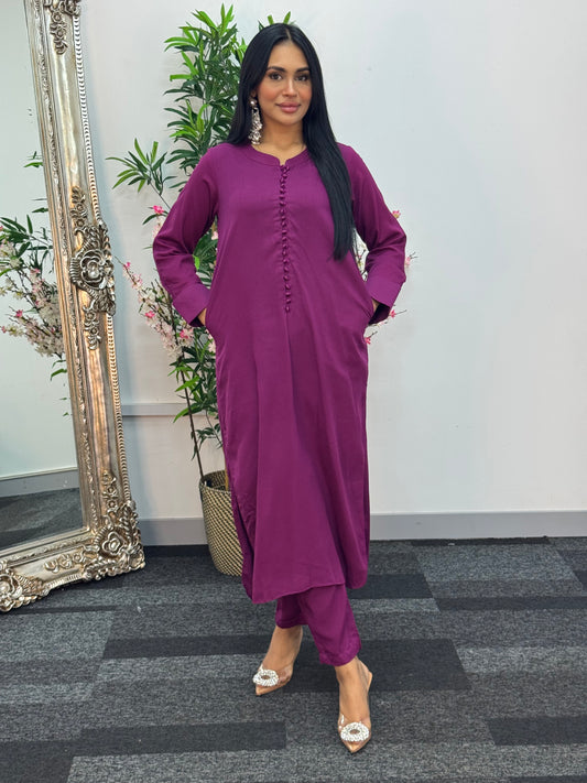 Basic Karandi - Winter Co-Ord - Magenta