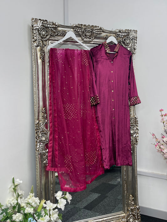 Sona l Plum Silk Velvet - Party Outfit l AA