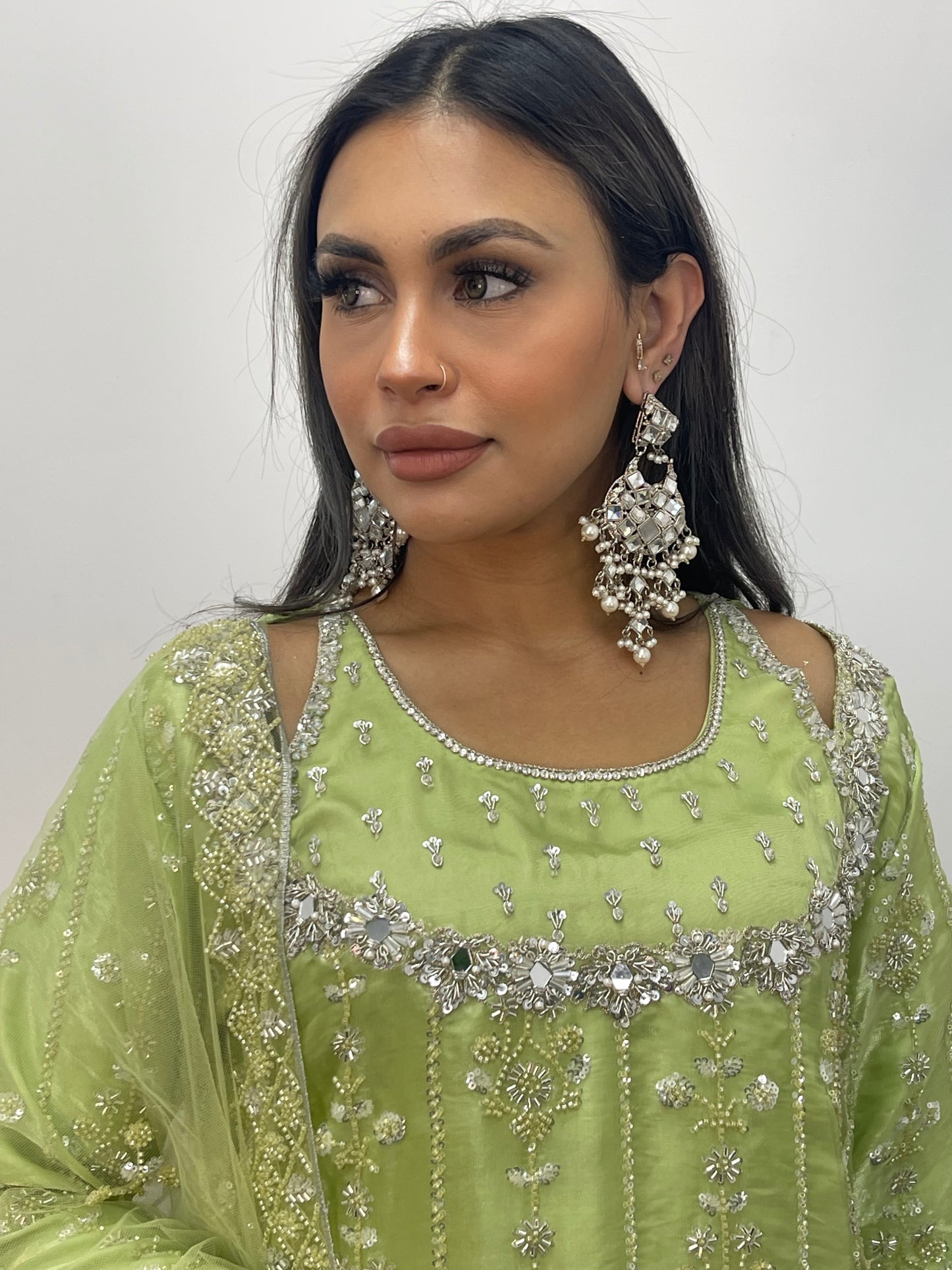 Ronaq- Korean Silk Cut Dana - Party Wear - Mint Green