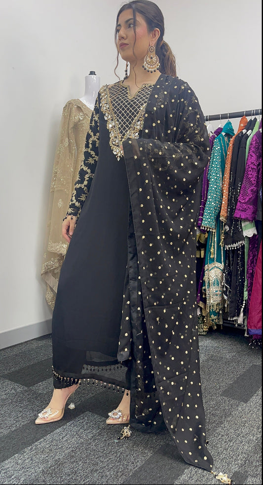 Afsana - Hand Work - Party Wear - Black