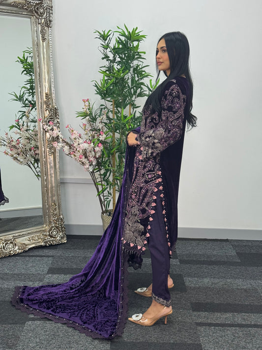 Maria B Luxury Velvet - Purple