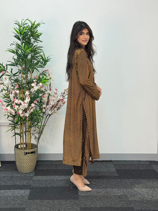 Polka Dots - Brown - Shaneel Velvet