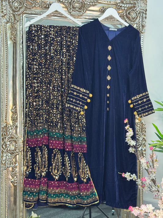 Komal - Navy Blue Velvet