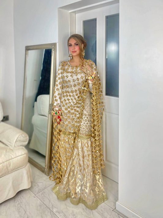 Posheeda Sheesh Dupatta with garara