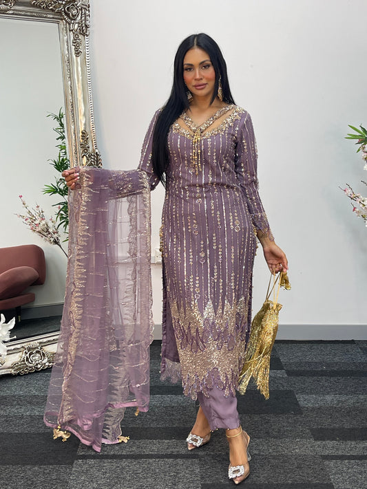 Payal - Cutdana Net - Lilac purple - G