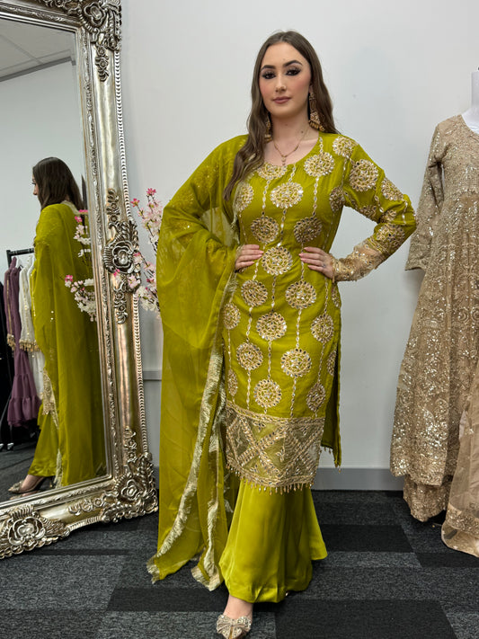 Kiran - Sheesha Sharara Set - green - Mehndi outfit - Party wear - W