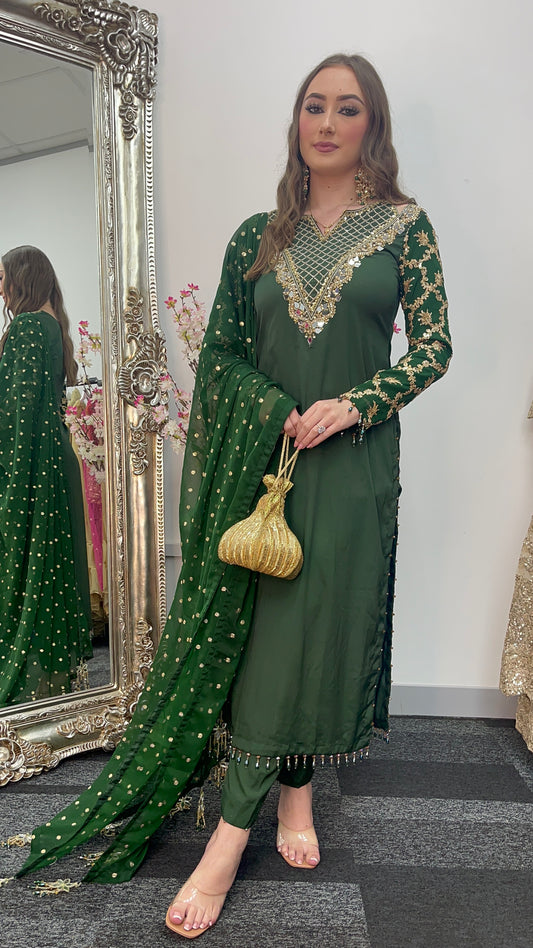 Afsana - Hand Work - Party Wear - Green