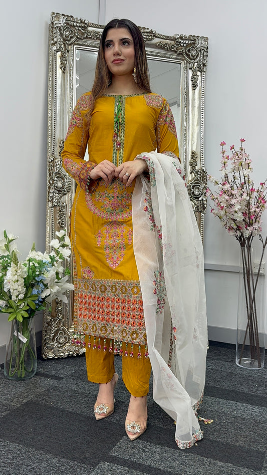 “Suraj” Hussain Rehar’s Inspired - Lawn - Mustard