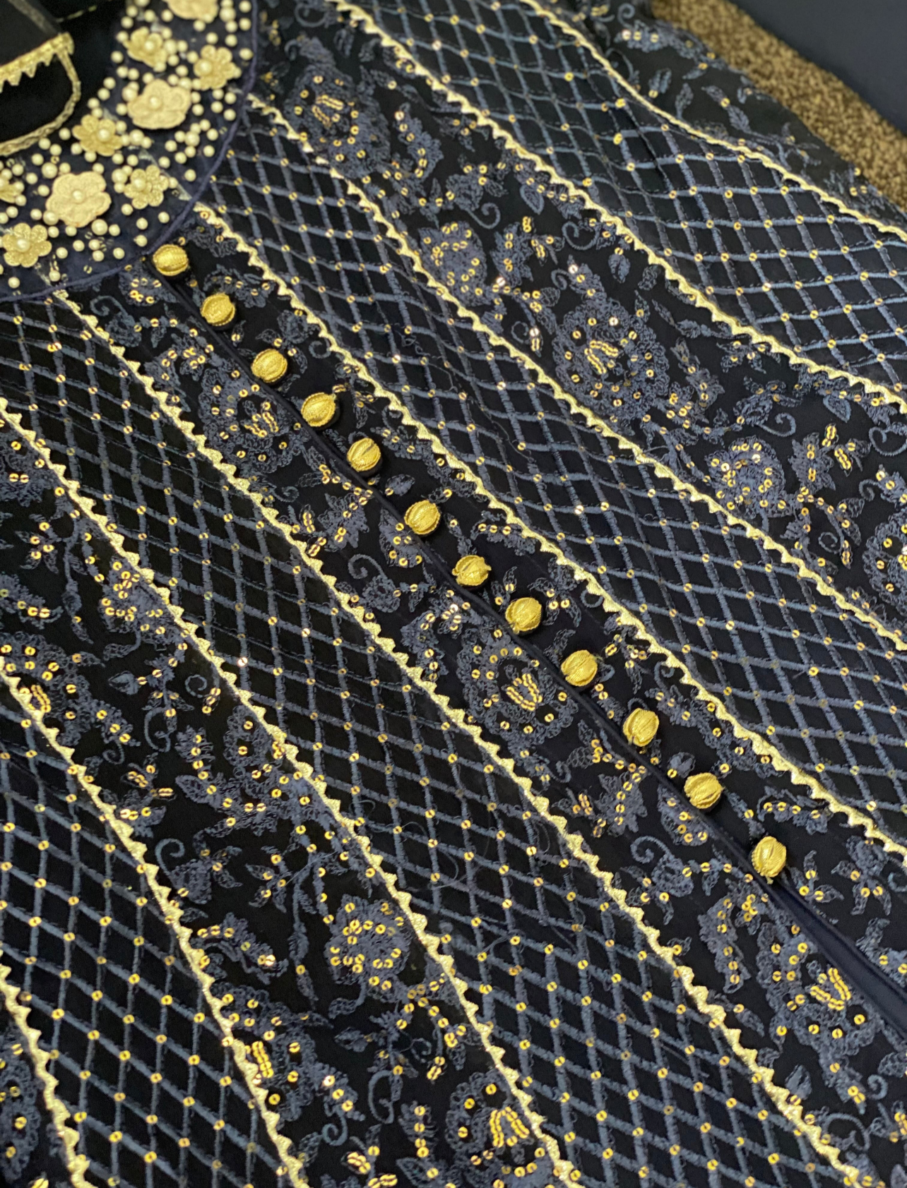 Navy Blue - Chikankaari Maxi - Long Dress