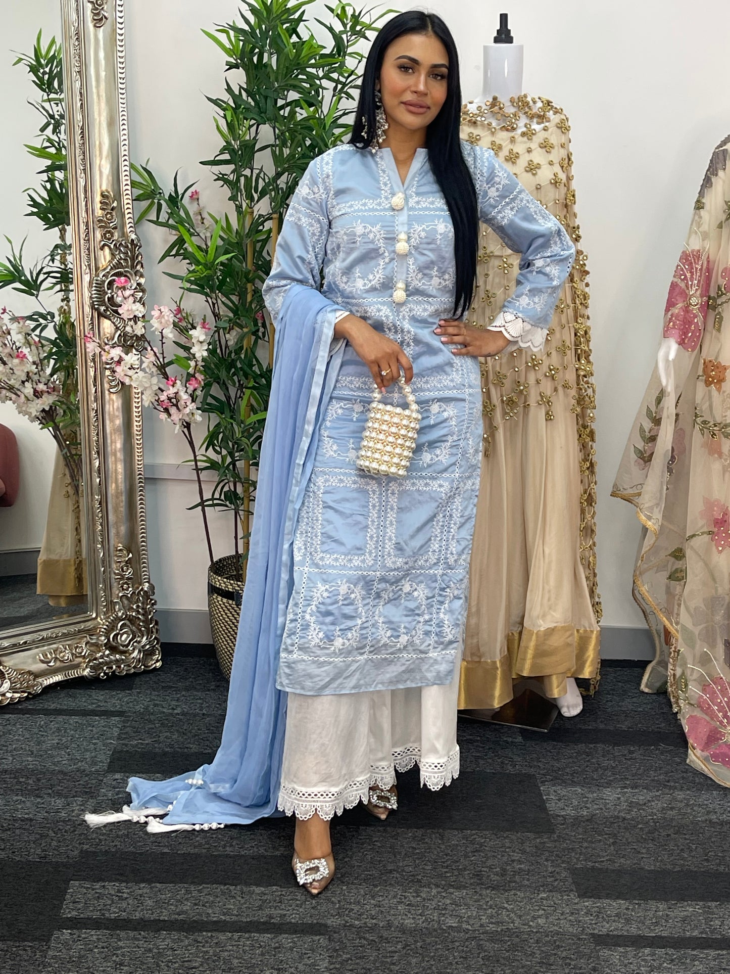 Paper Lawn | Chikankaari - Blue - C