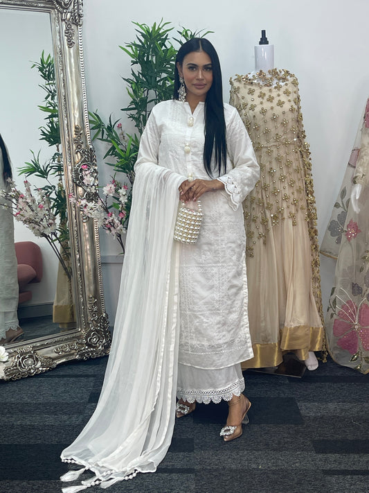 Paper Lawn | Chikankaari - -white - C