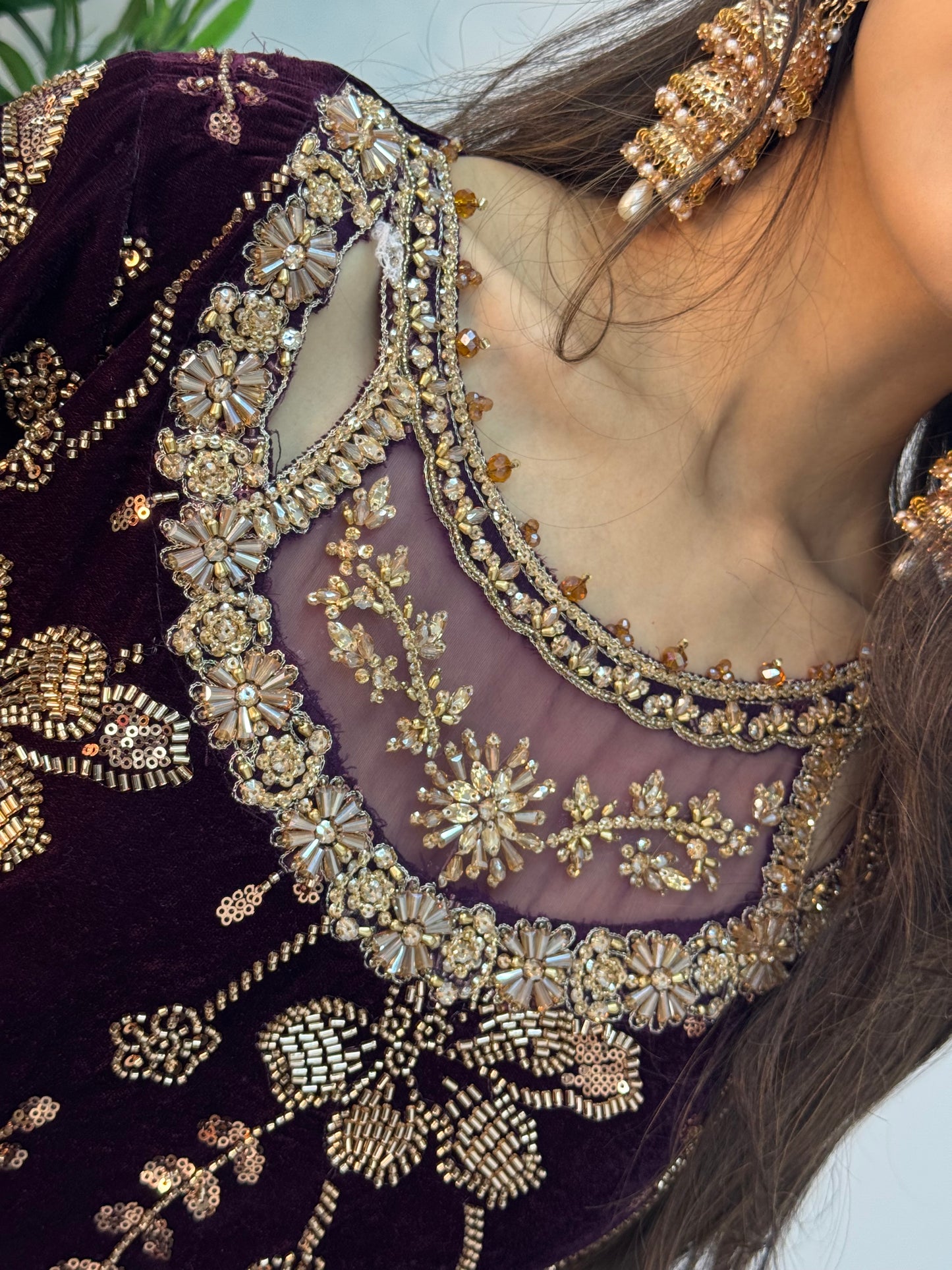 Zeba - Cutdana Velvet- Plum Purple