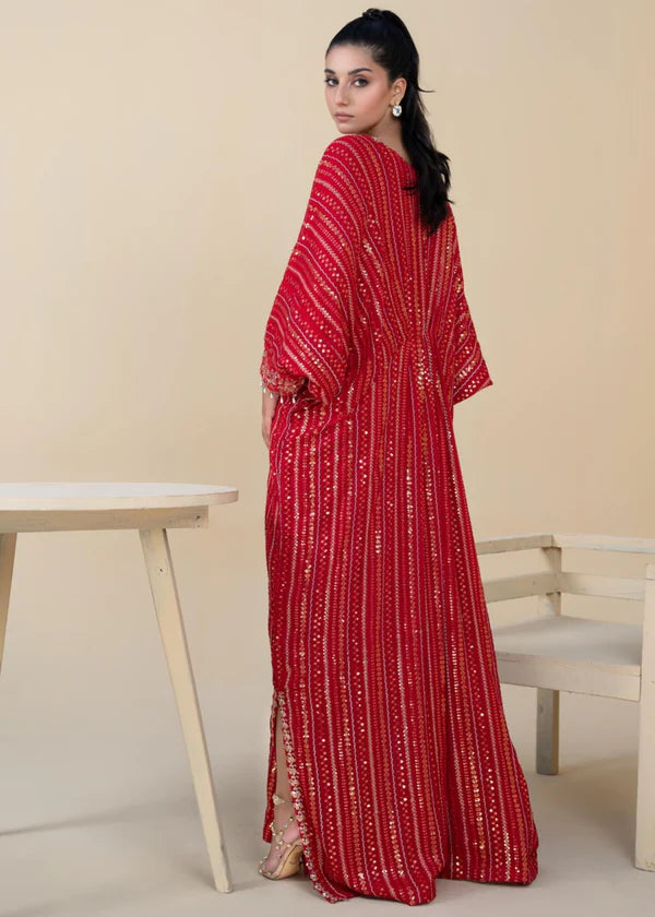 Kaftaan - Red Chiffon Sequin Kaftan