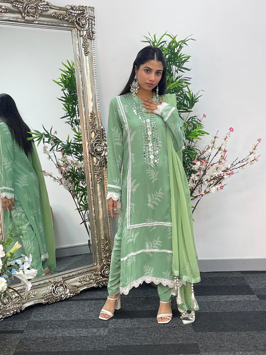 Nisha - Green- Linen - D