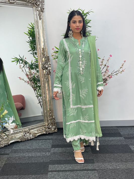 Nisha - Green- Linen - D