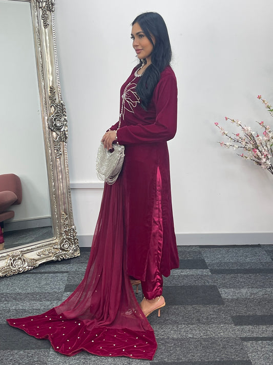 Lulu Pink | Hot Magenta Velvet | party wear dresses uk