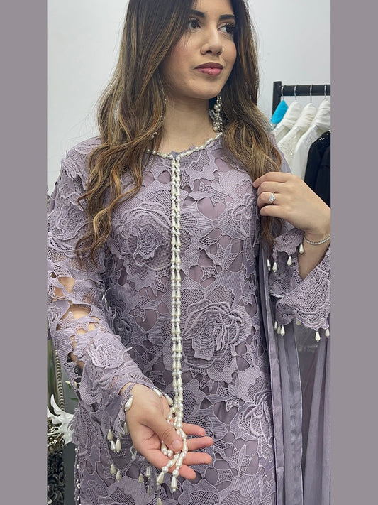 (Preorder 4 weeks) Lilac Cut - Lacy Crochet- - Dia -Diya - - Lavender Purple -