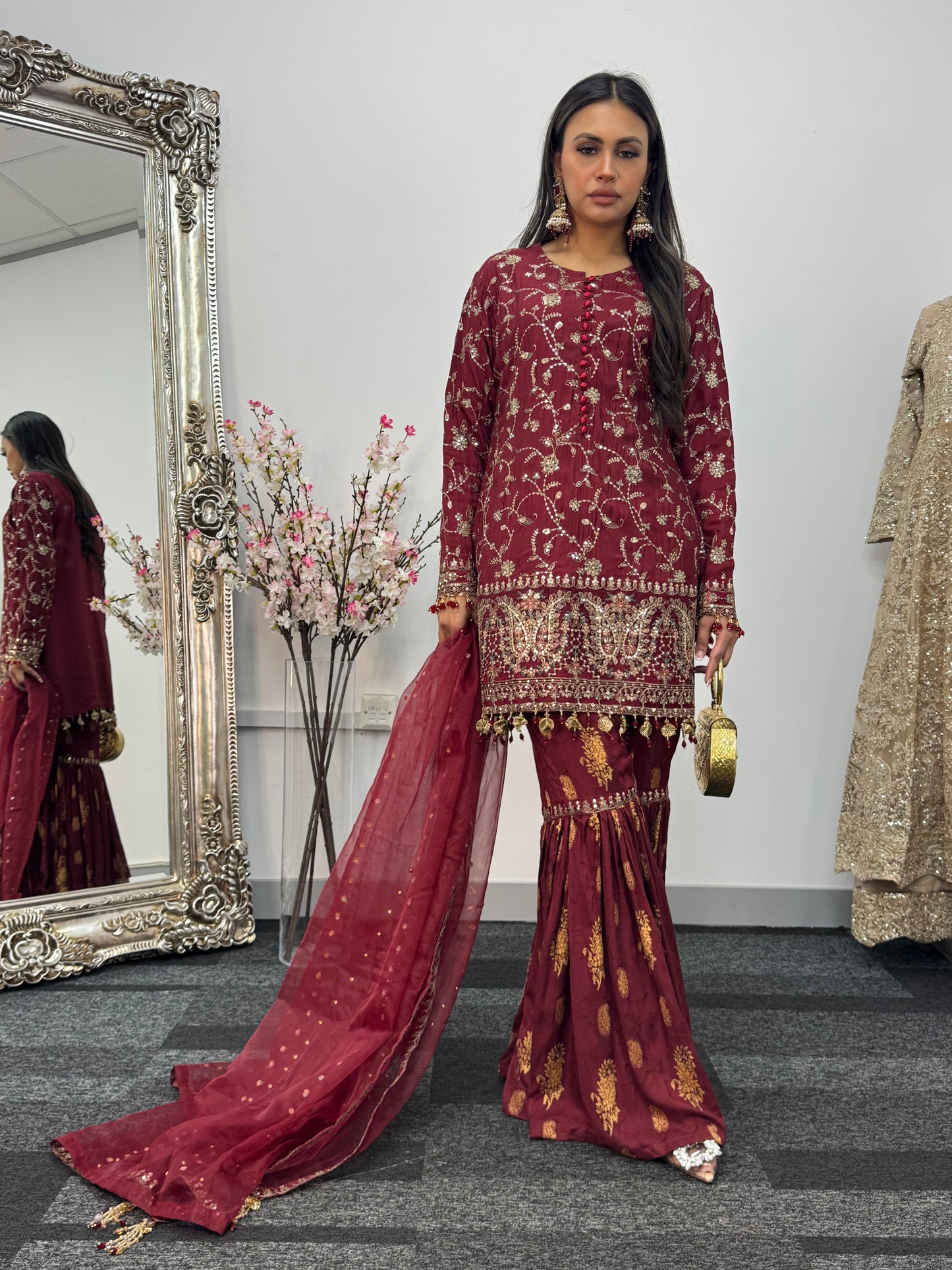 “Dulhan” Maria B Inspired - Maroon Garara - R