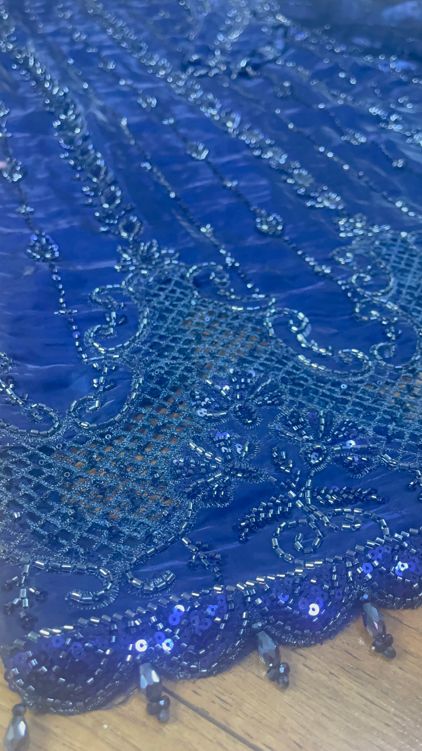 Tara - Korean Silk Cut Dana - Party Wear - CutWork - Navy Blue - taara