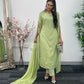 Green - Floor Length Sleeves - Chiffon Outfit - T