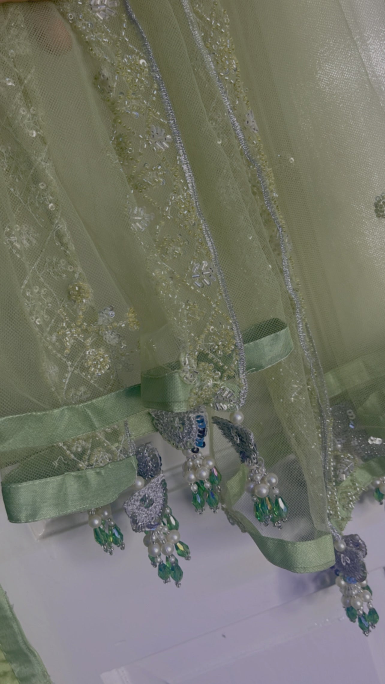 Ronaq- Korean Silk Cut Dana - Party Wear - Mint Green