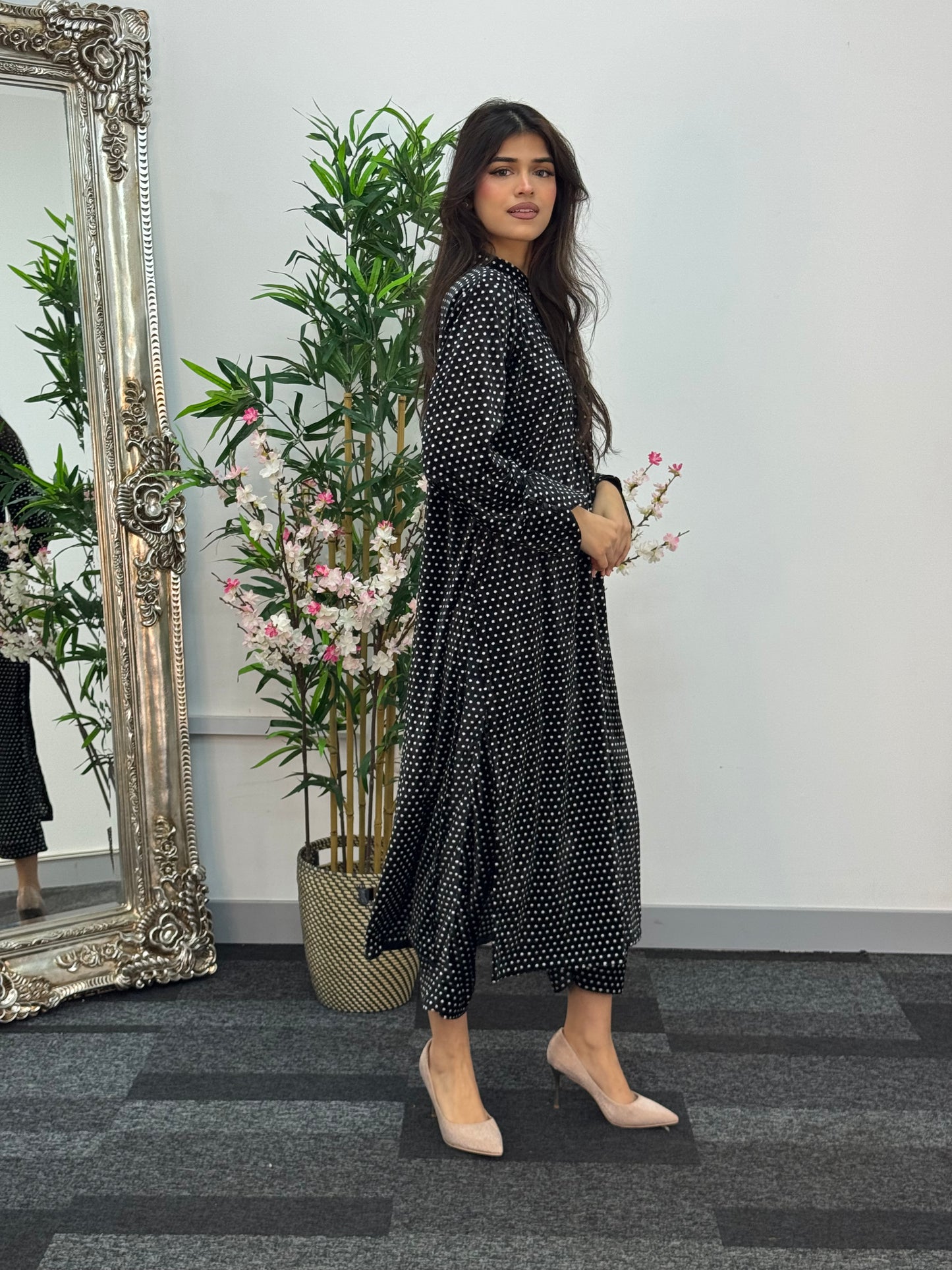 Polka Dots - Black - Shaneel Velvet