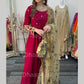 (Pre Order 3/4 Weeks) “GUL BANO” - Hand Painted Dupatta with Hand Work -Anarkali - Maroon Gold - Noor