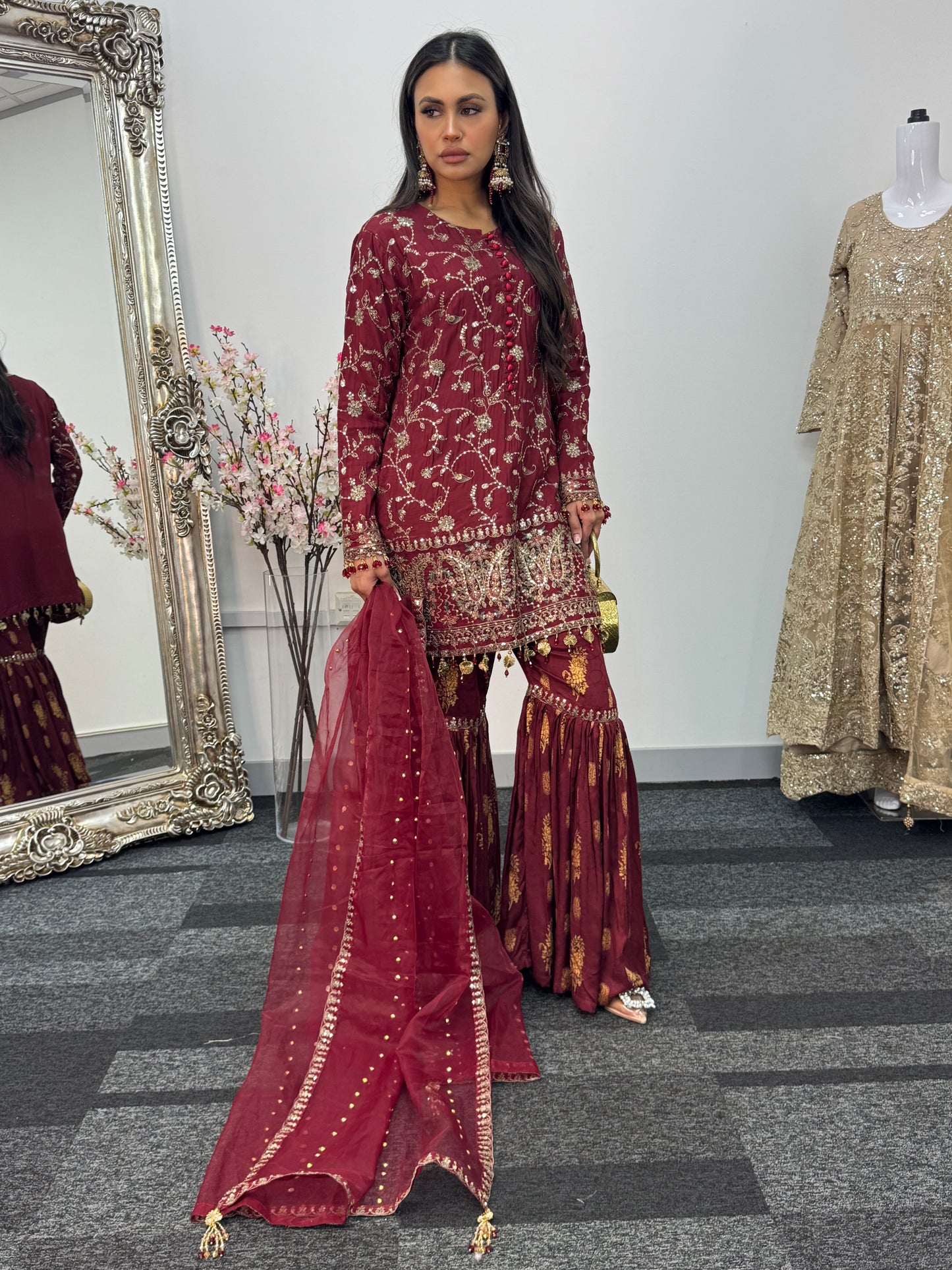 “Dulhan” Maria B Inspired - Maroon Garara - R