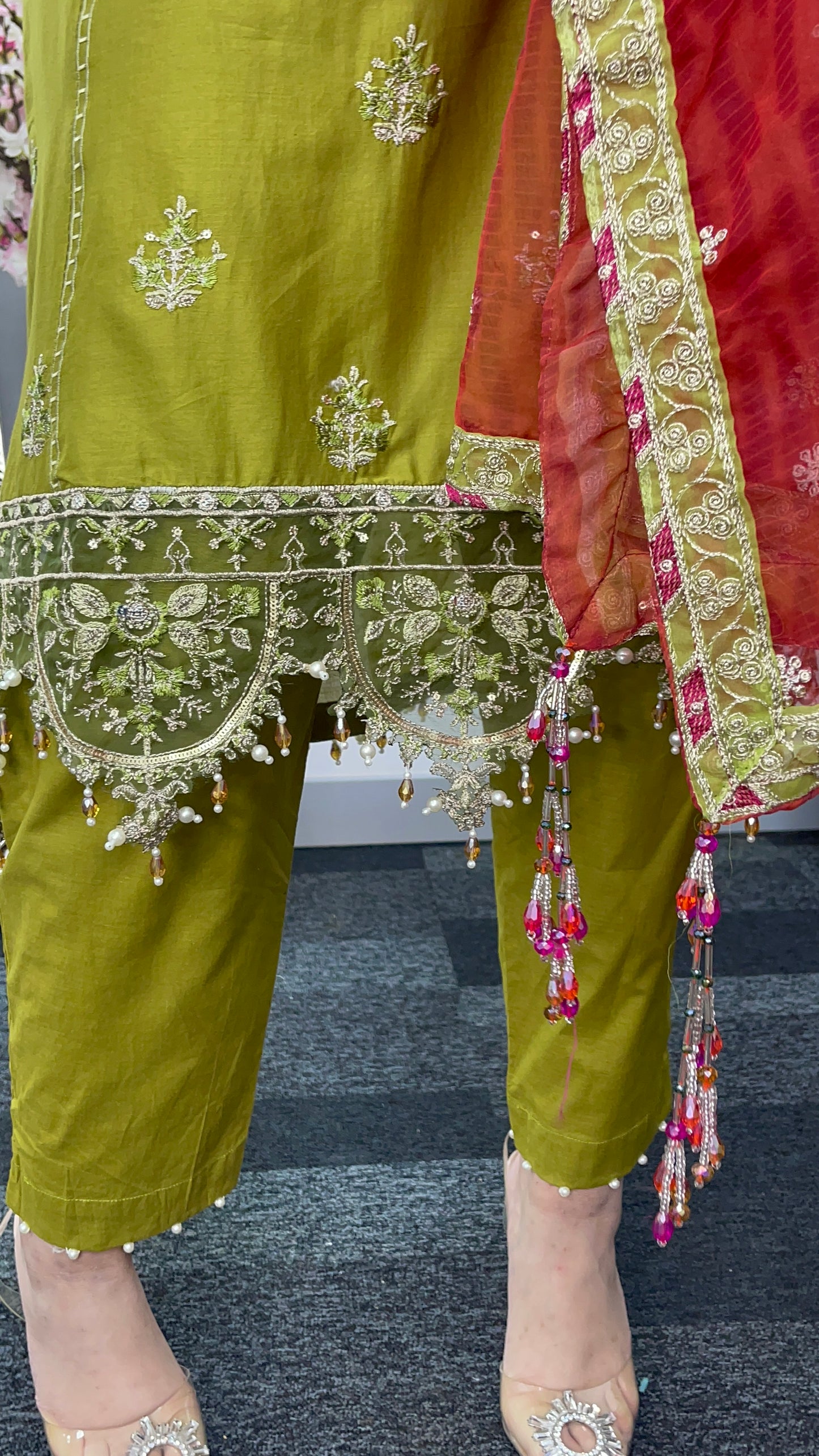 Shola _ Maria B inspired - Green & Orange -