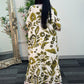 Swiss silk printed kaftan style dress - Green Kaftaan - 3pc